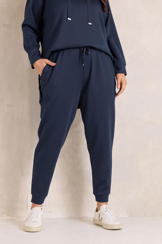 EVANS Plus Size Navy Luxe Zip Pocket Joggers | Evans 1