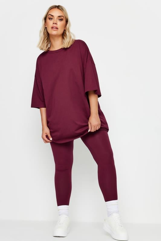 YOURS Plus Size Wine Red Leggings | Yours Clothing  2