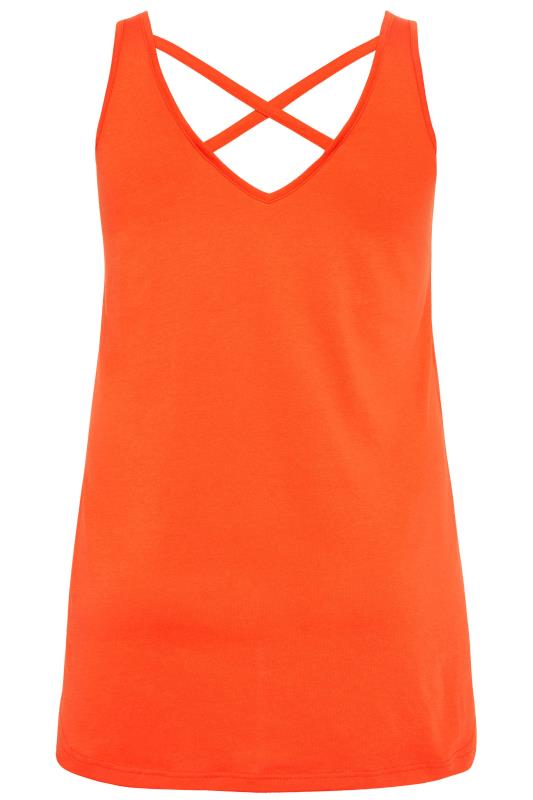 Orange Lattice Back Vest Top | Yours Clothing 5