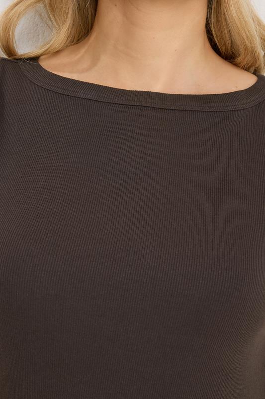 LTS Tall Women's Chocolate Brown Boat Neck T-Shirt | Long Tall Sally 4