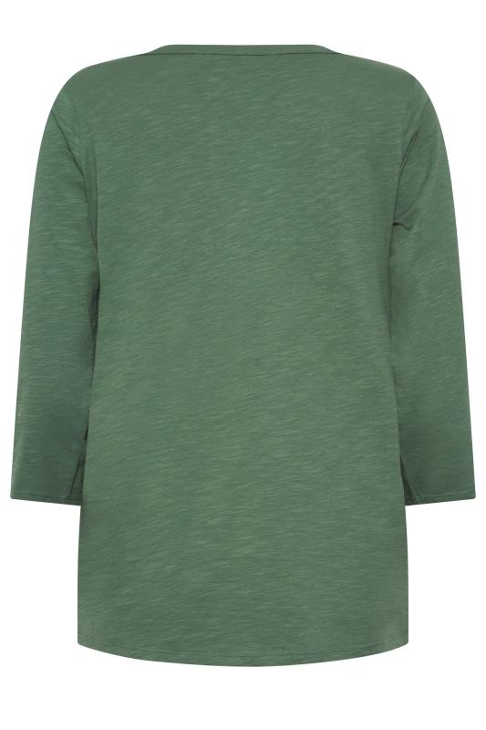 M&Co Sage Green Cotton Henley Top | M&Co 7