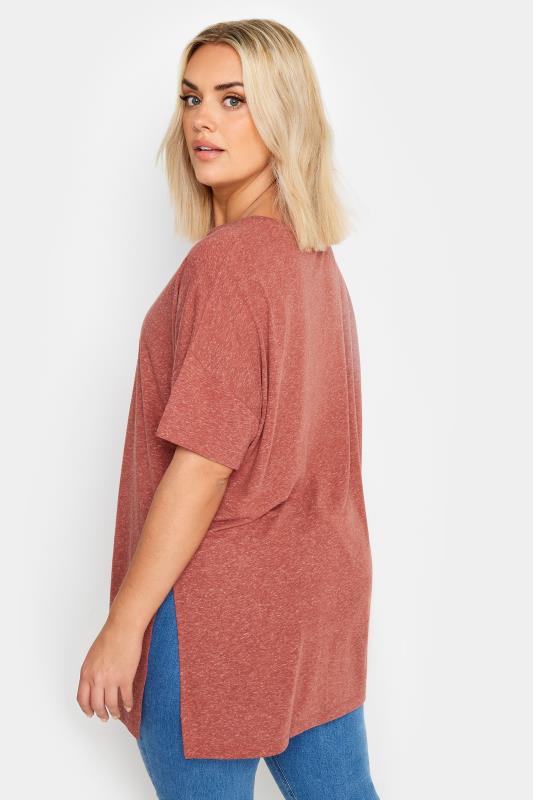 YOURS Plus Size Rust Orange Oversized Linen T-Shirt | Yours Clothing 3