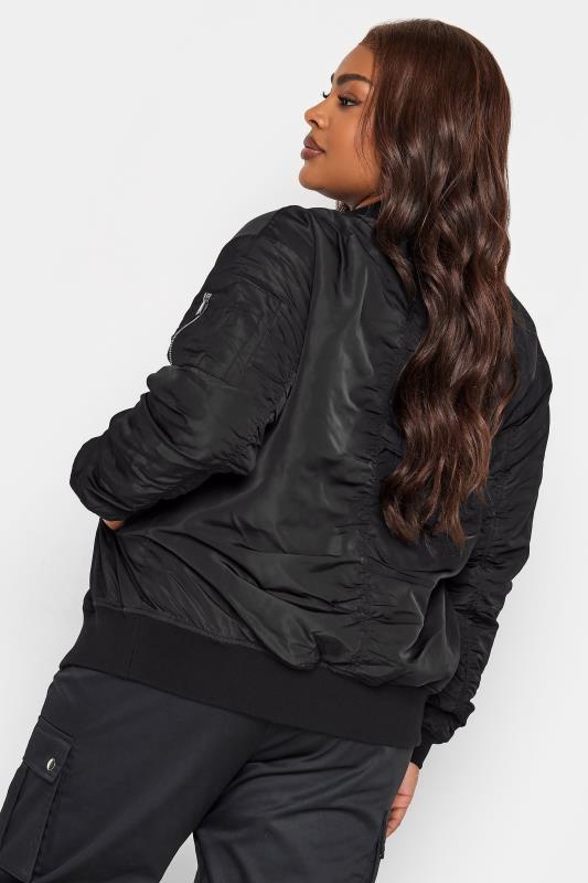 YOURS Plus Size Curve Black Bomber Jacket | Yours Clothing  4