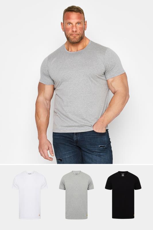 Men's Beauty LYLE & SCOTT Big & Tall 3 Pack Black/Grey/White Core T-Shirts