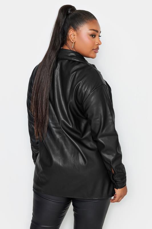 YOURS Curve Plus Size Black Faux Leather Fringe Jacket | Yours Clothing  3