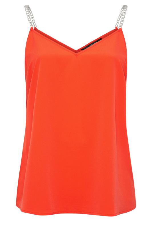 LIMITED COLLECTION Plus Size Orange Chain Strap Cami Top | Yours Clothing 6