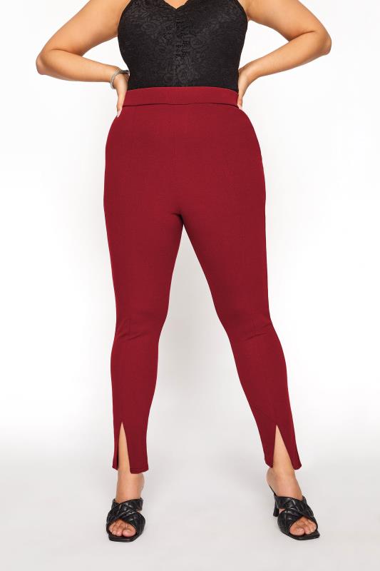 Curve Red Scuba Front Split Trousers_B.jpg