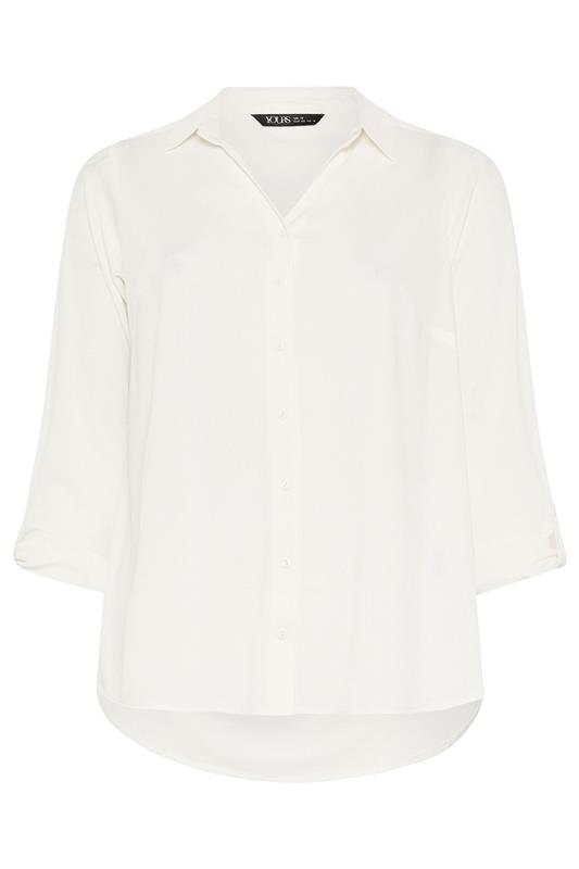 YOURS Plus Size Ivory White Ribbed Shirt | Yours Clothing 5