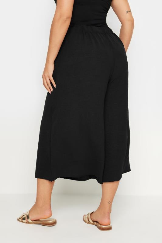 YOURS Plus Size Black Hammered Satin Wide Leg Culottes | Yours Clothing 4