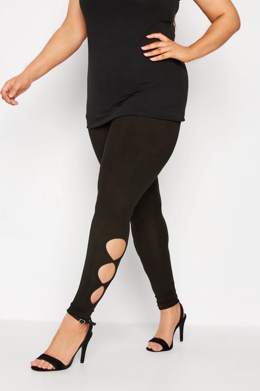 LIMITED COLLECTION Plus Size Black Keyhole Leggings | Yours Clothing 2