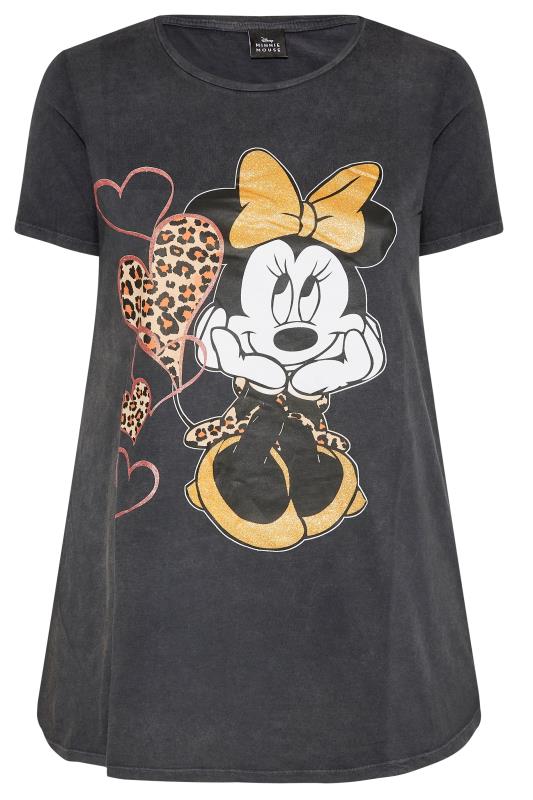 DISNEY Plus Size Charcoal Grey Minnie Mouse Glitter Graphic T-Shirt | Yours Clothing 6