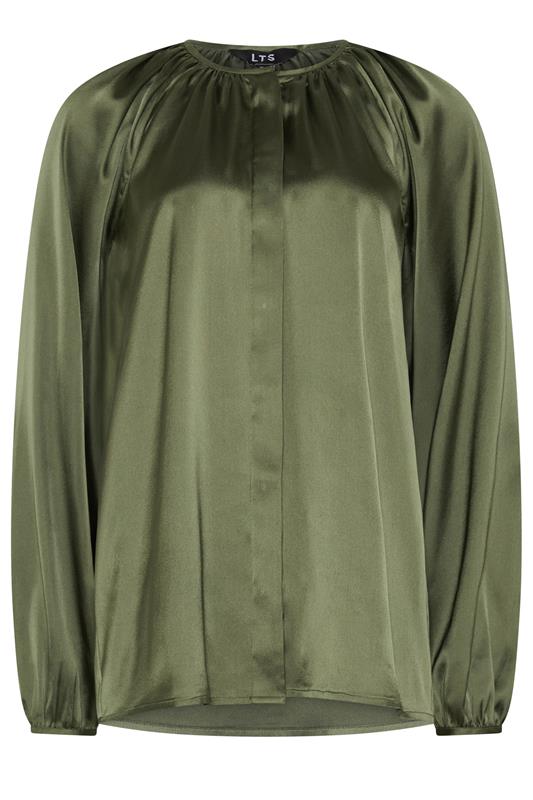 LTS Tall Women's Khaki Green Satin Button Top | Long Tall Sally 6