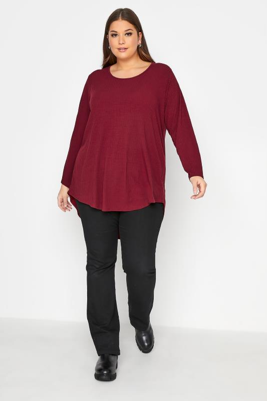 LIMITED COLLECTION Wine Red Longline Ribbed Top_B.jpg