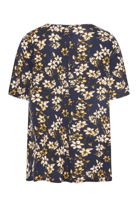 Plus Size Black Floral Print Tunic Top | Yours Clothing 6