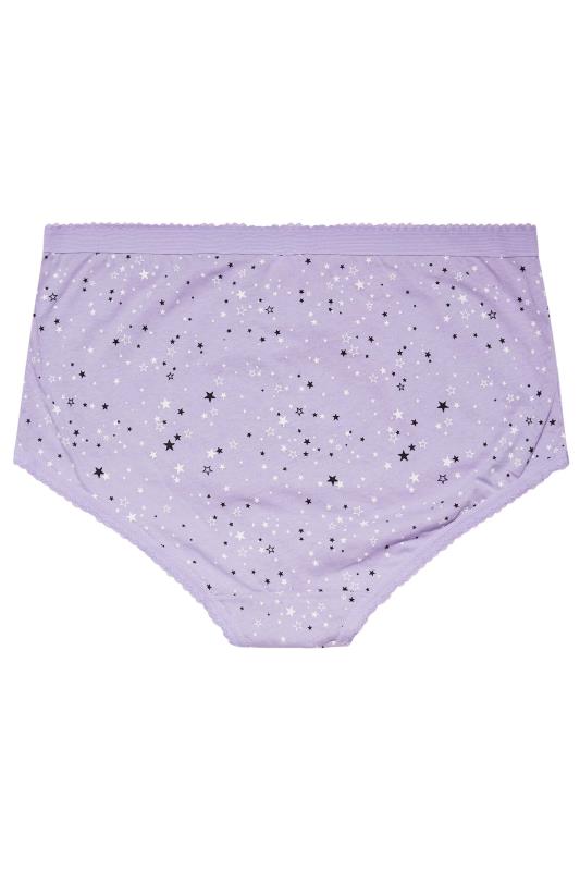 5 PACK Curve Black & Purple Star Print Briefs | Yours Clothing 5