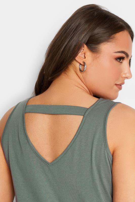 YOURS Plus Size Curve Khaki Green Bar Back Vest Top | Yours Clothing  4