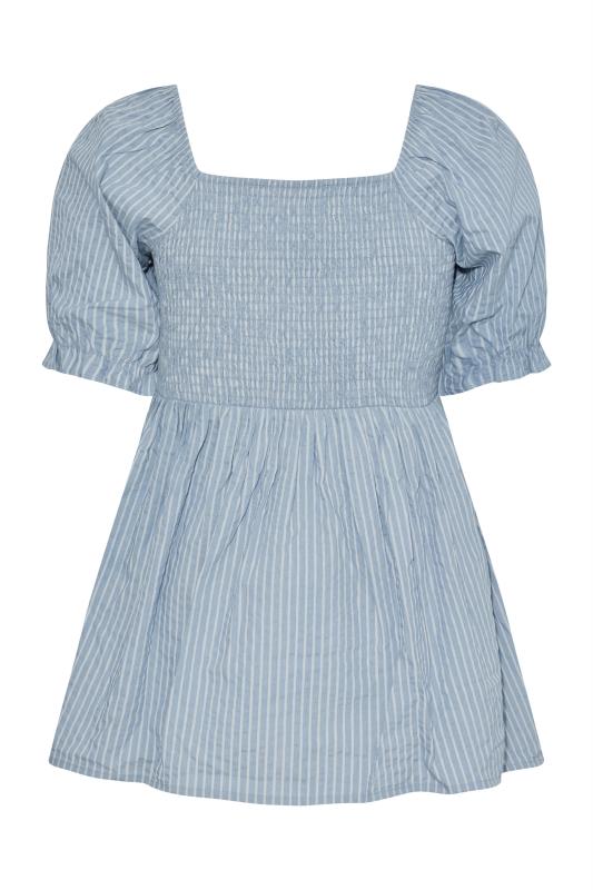 BUMP IT UP MATERNITY Plus Size Blue Stripe Print Shirred Smock Top | Yours Clothing 6