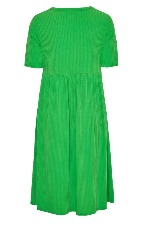 LIMITED COLLECTION Plus Size Bright Green Ribbed Peplum Midi Dress | Yours Clothing 7