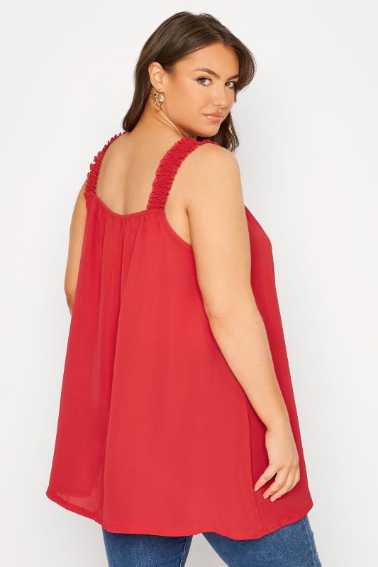 LIMITED COLLECTION Curve Red Shirred Strap Vest Top_C.jpg
