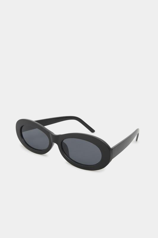 Black Oval Tinted Lens Sunglasses | Yours Clothing 2