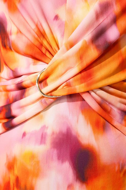 YOURS LONDON Plus Size Orange Abstract Twist Buckle Top | Yours Clothing 4