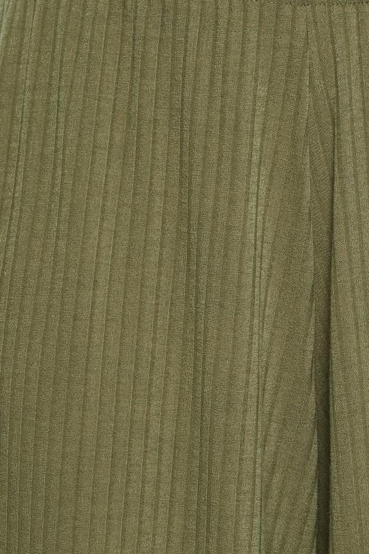LIMITED COLLECTION Plus Size Khaki Green Ribbed Culottes | Yours Clothing 6