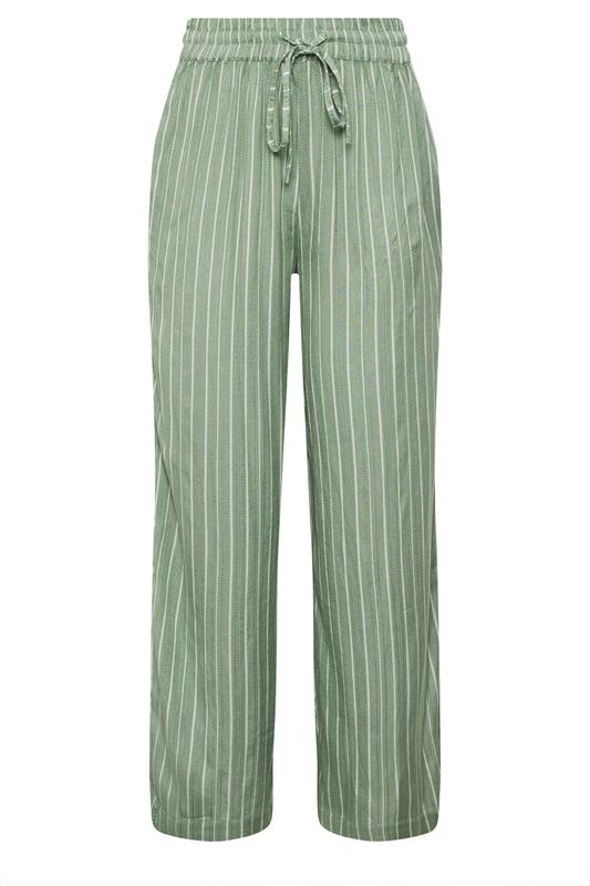 M&Co Sage Green Stripe Wide Leg Trousers | M&Co 5