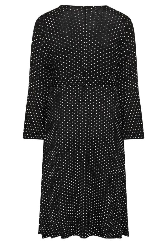 LIMITED COLLECTION Plus Size Black Polka Dot Flare Sleeve Wrap Dress | Yours Clothing 7