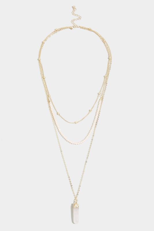 Plus Size  Gold Triple Layer Crystal Necklace