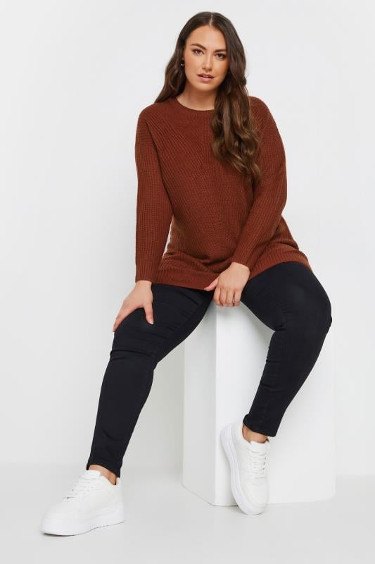 YOURS Plus Size Essential Burnt Orange Knitted Jumper | Yours Clothing 2