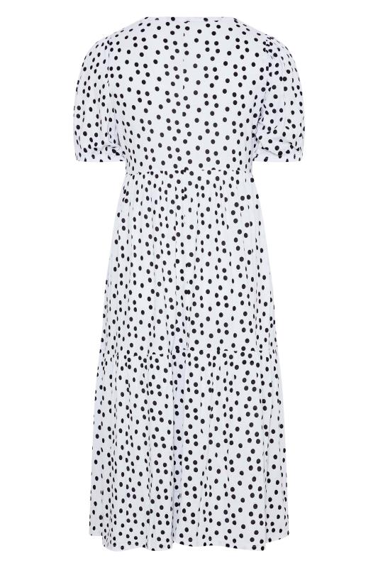 Plus Size White Spot Print Puff Sleeve Smock Midaxi Dress | Yours Clothing 7