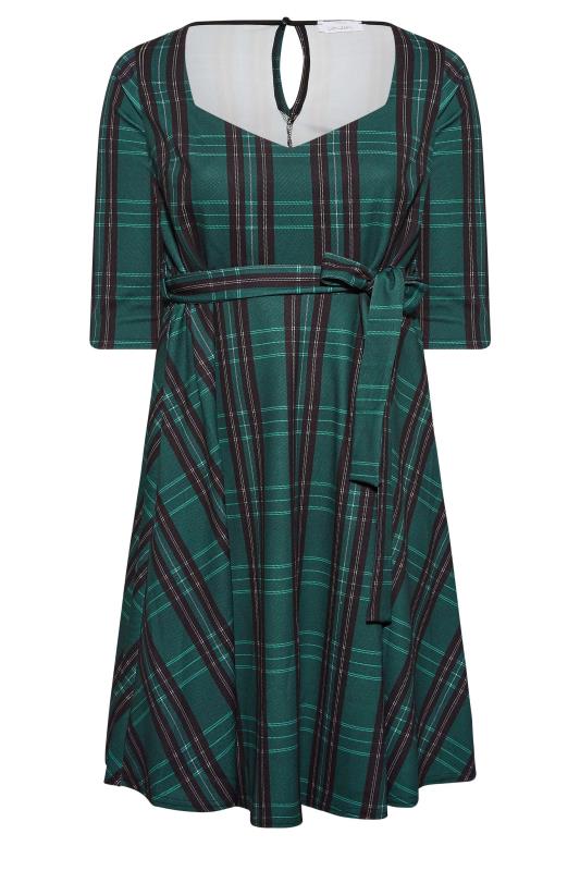YOURS LONDON Curve Green Check Print Skater Dress | Yours Clothing  6