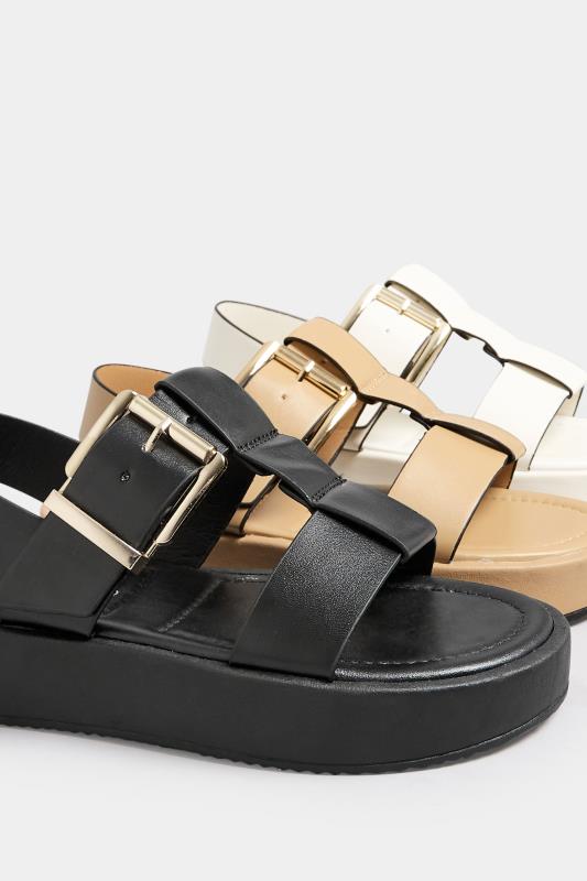 PixieGirl Black T-Bar Chunky Flatform Sandals In Standard Fit | PixieGirl 7