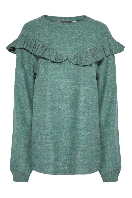 LTS Tall Green Soft Touch Frill Top 6