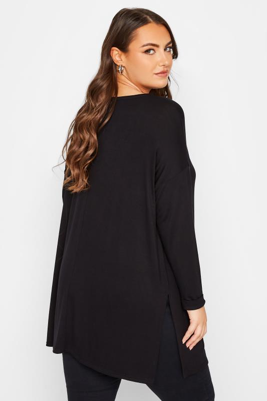 Plus Size Black Long Sleeve Oversized T-Shirt | Yours Clothing 3