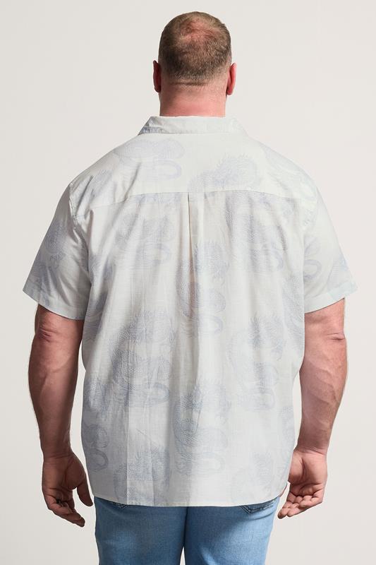 BadRhino Big & Tall White Dragon Print Shirt | BadRhino 4