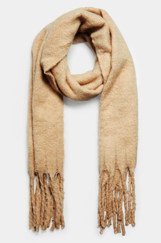 Beige Brown Super Soft Chunky Tassel Scarf | Yours Clothing 2
