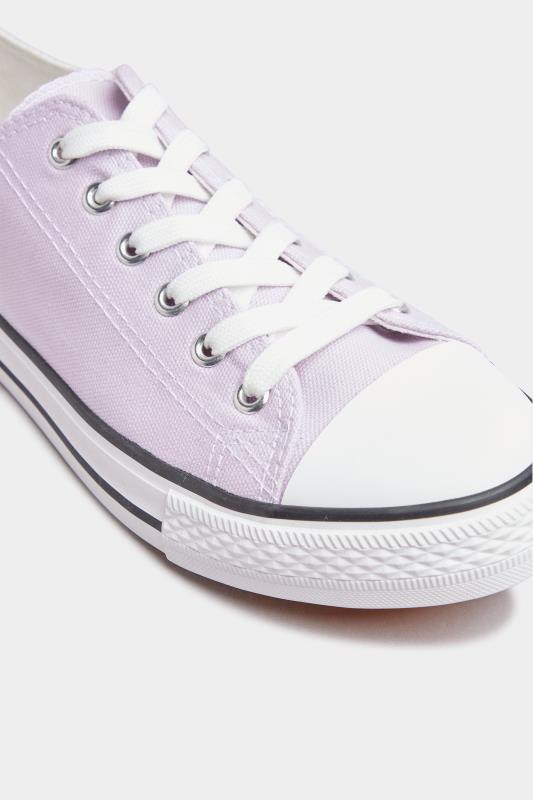 Lilac Purple Canvas Low Trainers In Wide E Fit 3