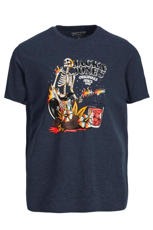 JACK & JONES Big & Tall Navy Blue Skeleton Print T-Shirt | BadRhino 2