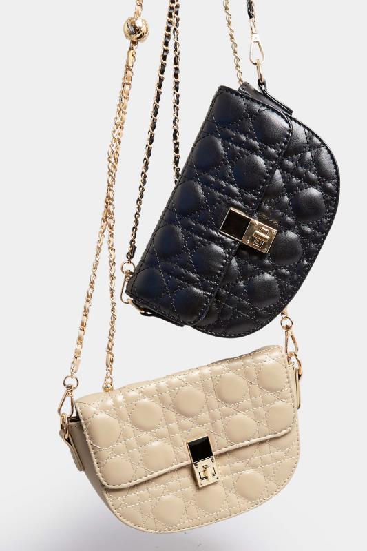 Black Quilted Chain Shoulder Bag | Yours Clothing 6
