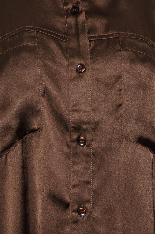 LTS Tall Chocolate Brown Satin Shirt | Long Tall Sally 5