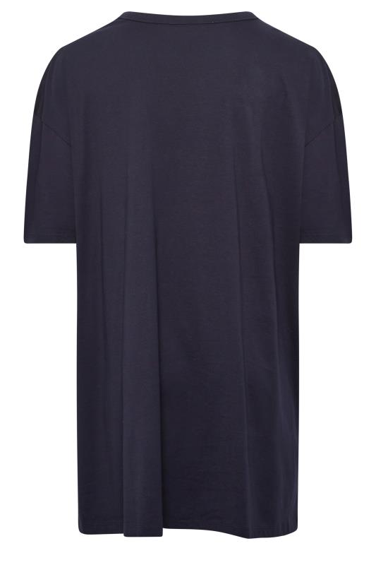 YOURS Curve Plus Size Navy Blue 'Brooklyn' Slogan Oversized Tunic T-Shirt | Yours Clothing  7
