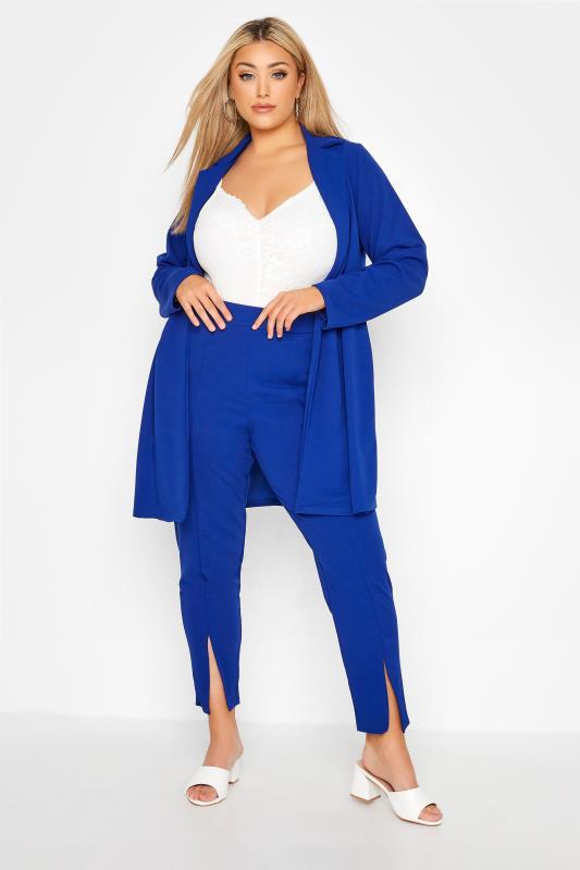 LIMITED COLLECTION Plus Size Cobalt Blue Split Hem Tapered Trousers | Yours Clothing 2