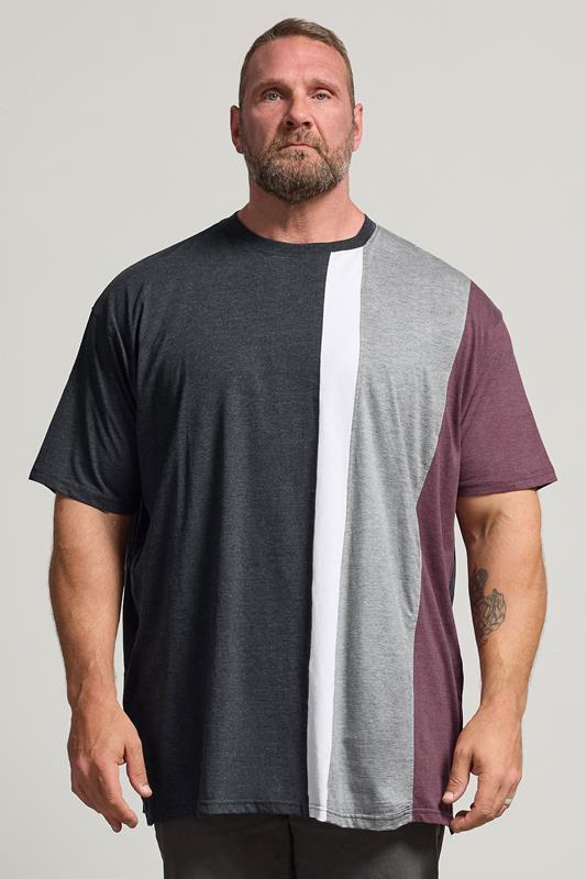  KAM Big & Tall Charcoal Grey Stripe T-Shirt