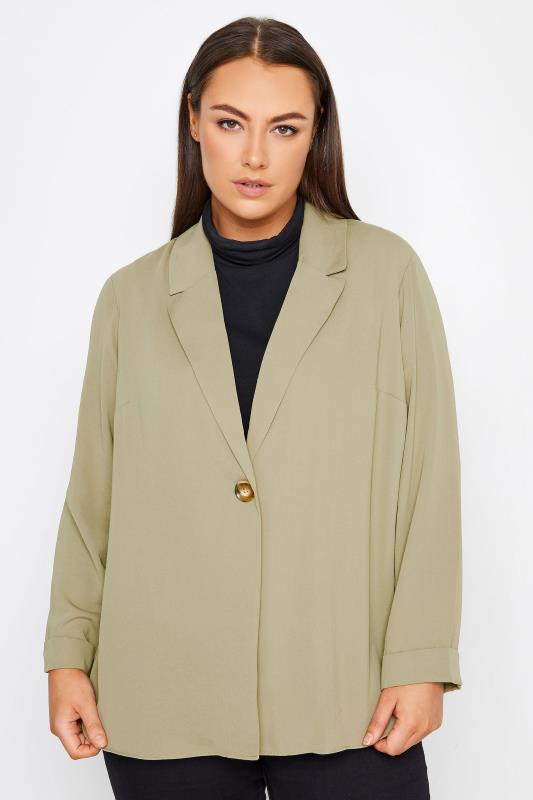 Plus Size  Evans Olive Green Oversized Blazer