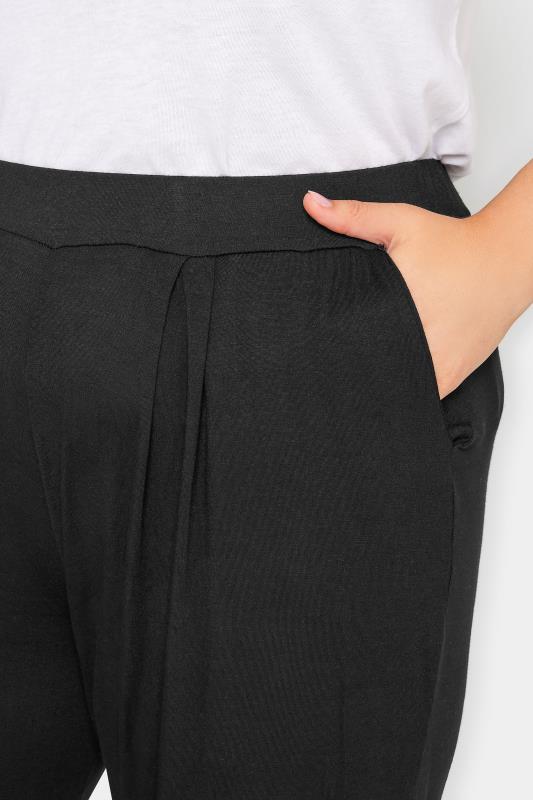 YOURS Plus Size Black Pleat Front Wide Leg Trousers | Yours Clothing 3