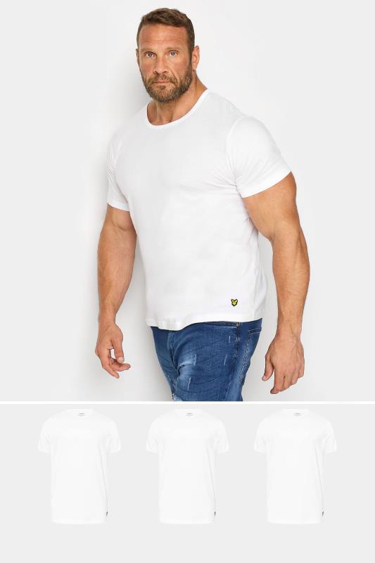 Men's  LYLE & SCOTT Big & Tall 3 Pack Plain White Lounge T-Shirts