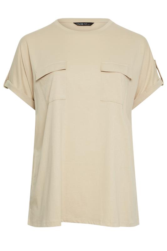 LIMITED COLLECTION Curve Plus Size Natural Brown Pocket T-Shirt | Yours Clothing  8