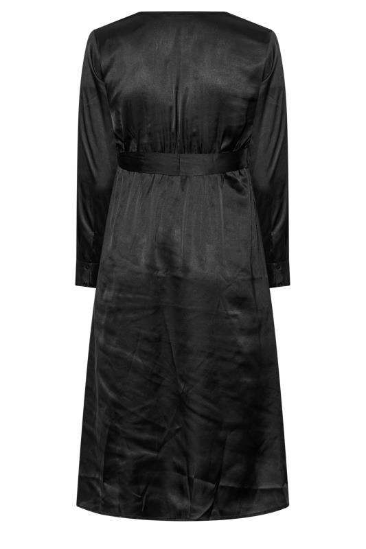 LIMITED COLLECTION Plus Size Black Satin Wrap Dress | Yours Clothing 7