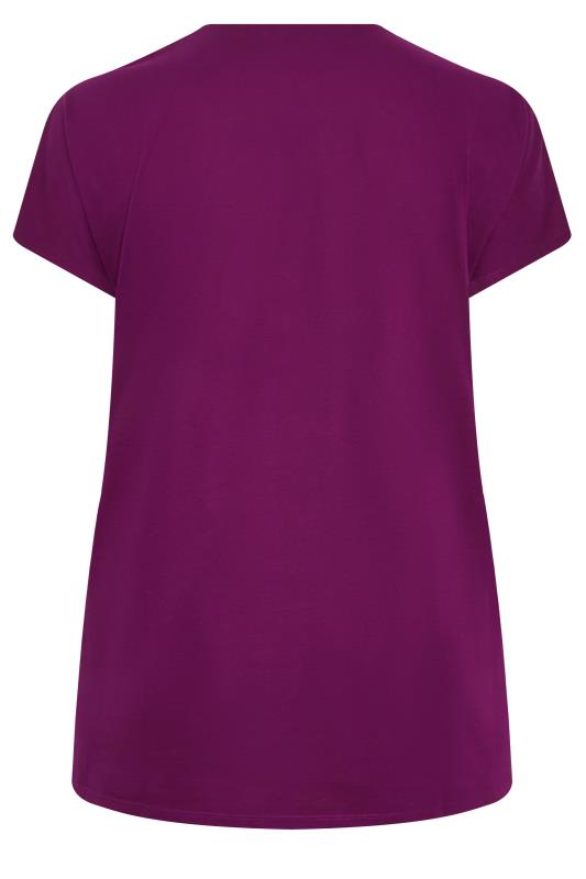 YOURS Plus Size Purple Embellished Front T-Shirt | Yours Clothing 7